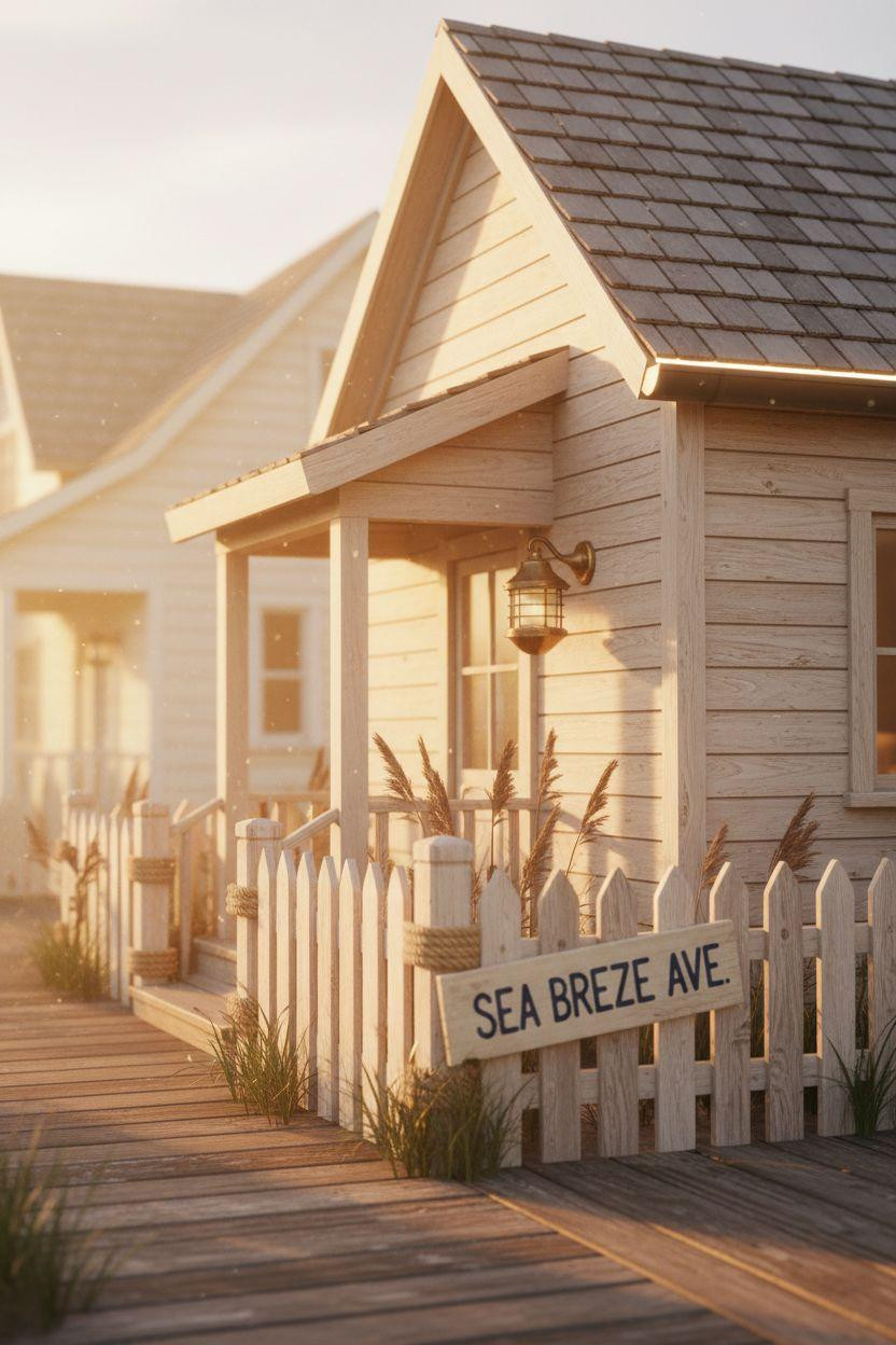 Bloxburg Summer House Ideas - beach town cottage with oak siding