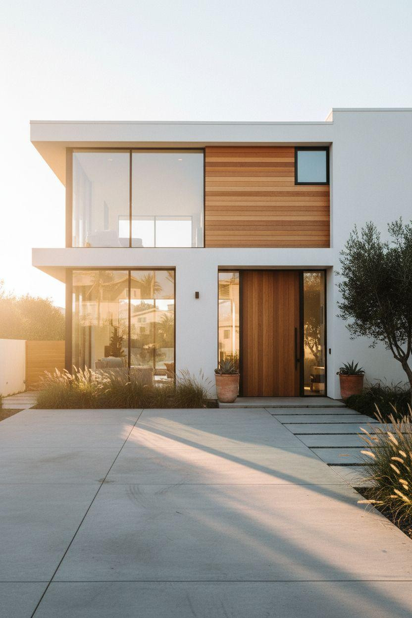 Bloxburg Summer House Ideas - modern coastal house with large windows