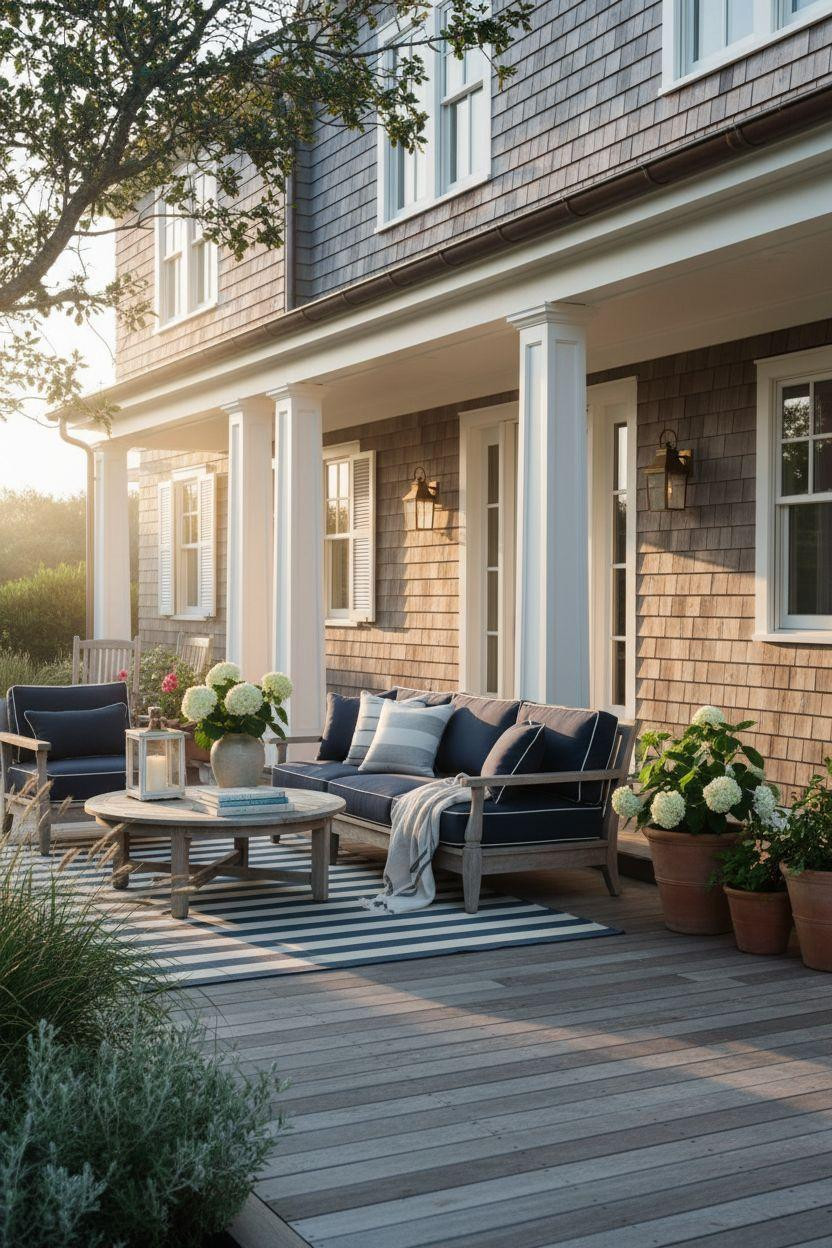 Bloxburg Summer House Ideas - Hamptons coastal house with cedar shingles