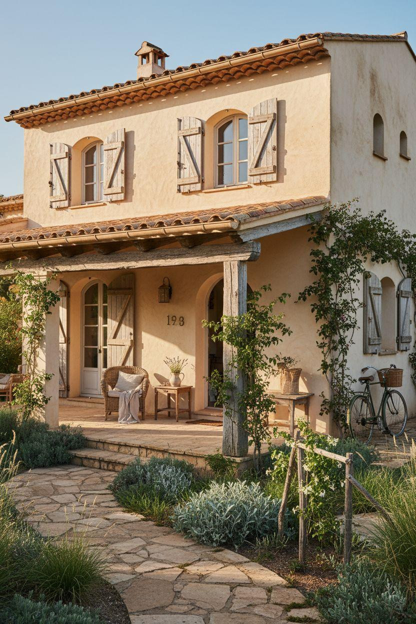 Bloxburg Summer House Ideas - Mediterranean villa with bougainvillea