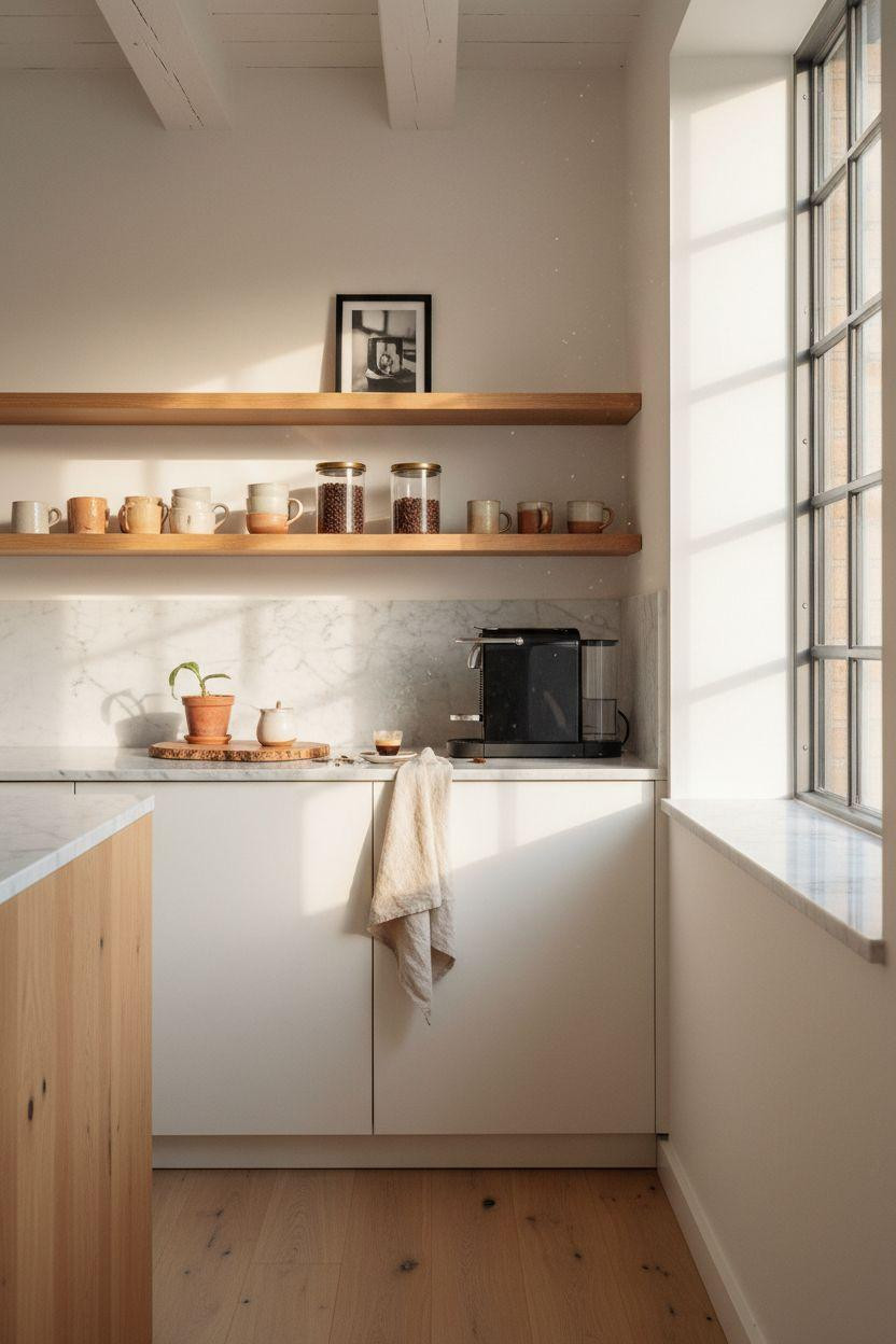 Coffee bar ideas kitchen counter with industrial oak design