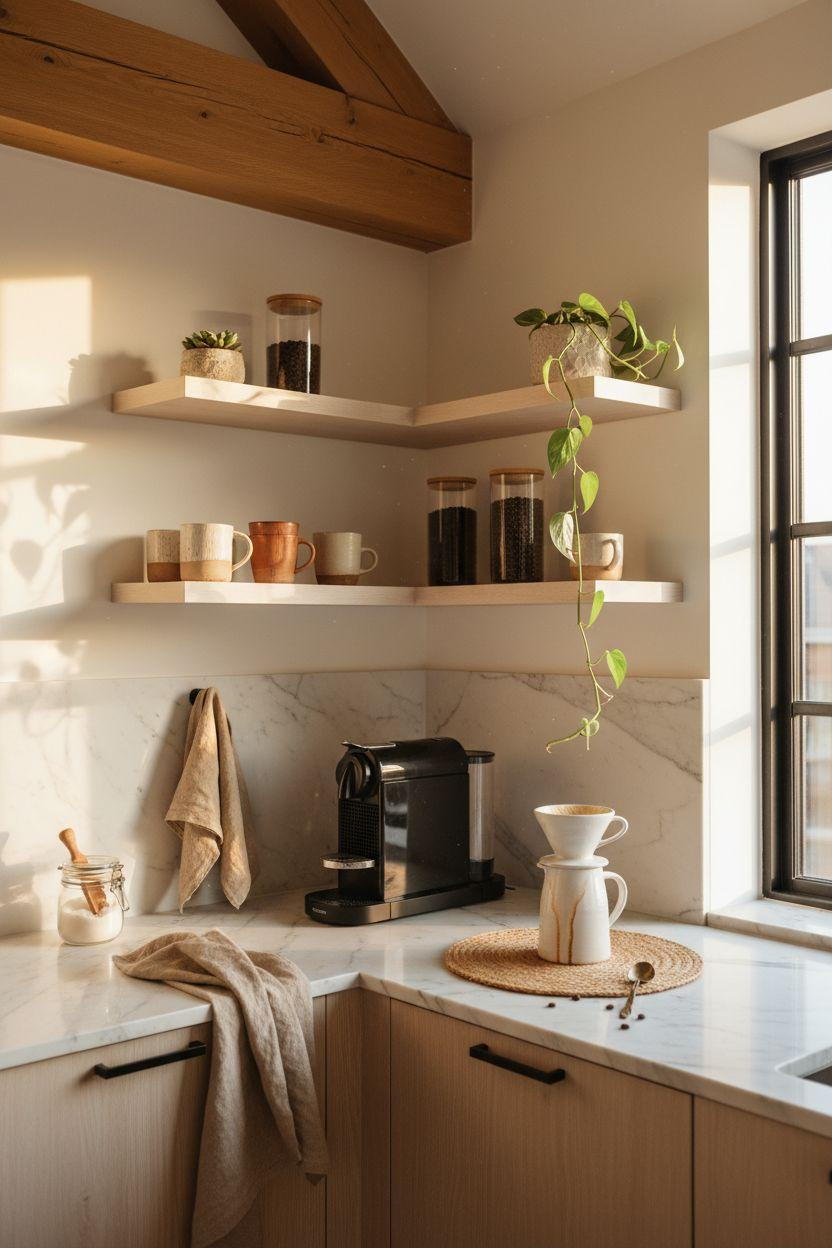 Coffee bar ideas kitchen counter with architectural styling