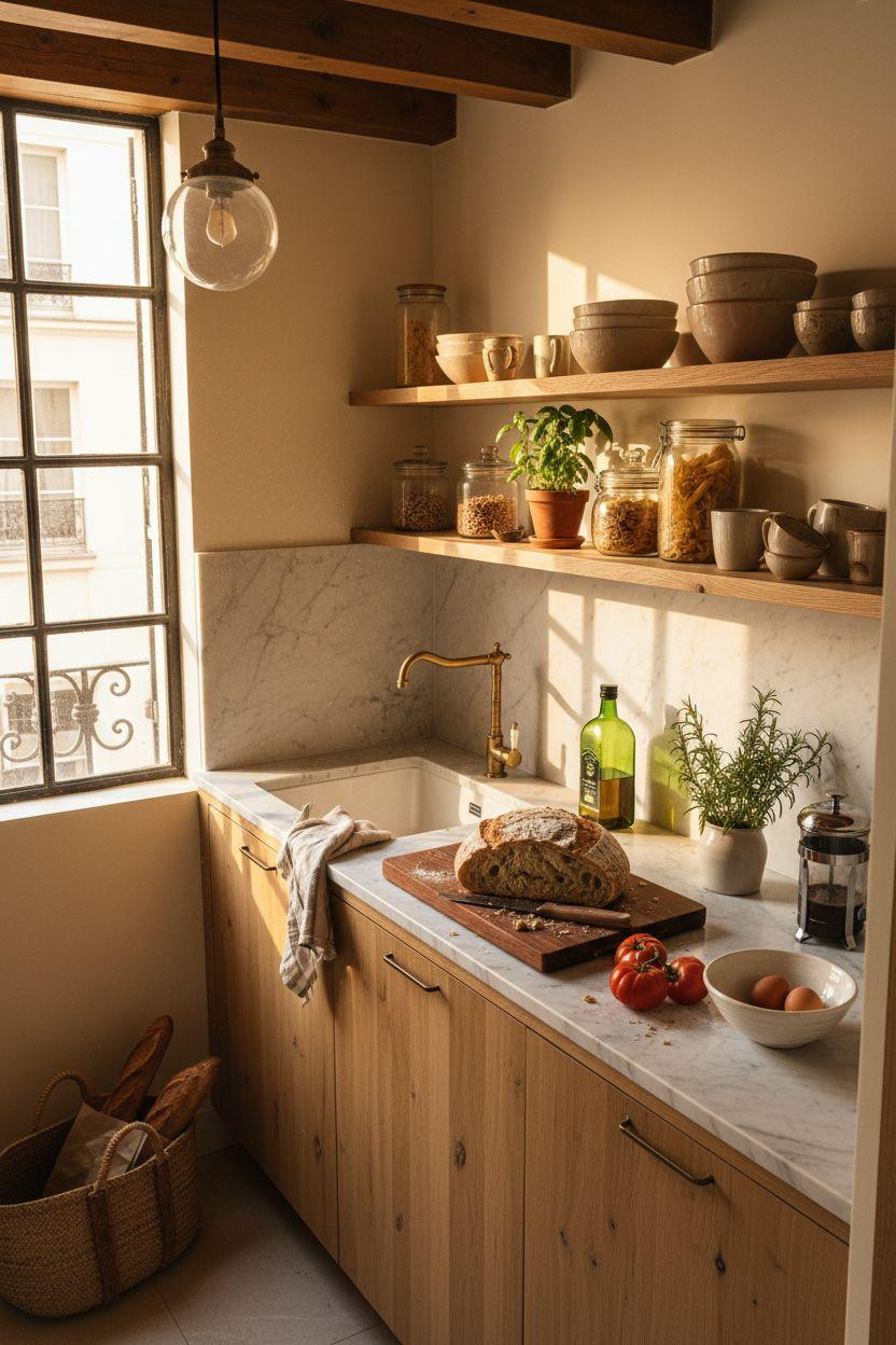 kitchen ideas for small spaces - compact layout with natural light