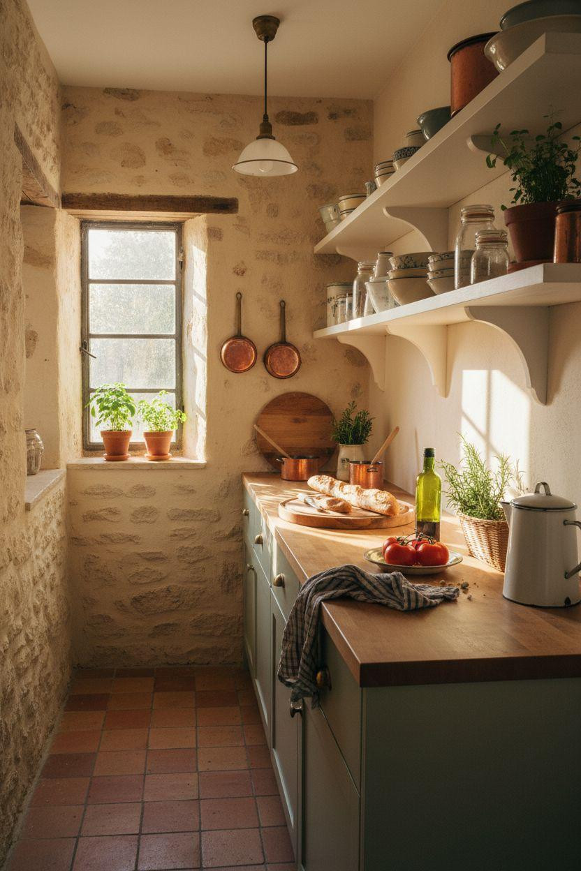 kitchen ideas for small spaces - rustic stone character
