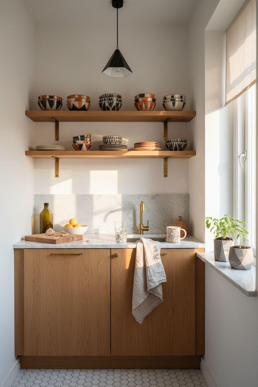 kitchen ideas for small spaces - geometric tile details