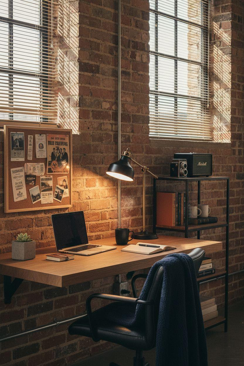 Dorm Room Ideas For Guys - industrial loft desk corner