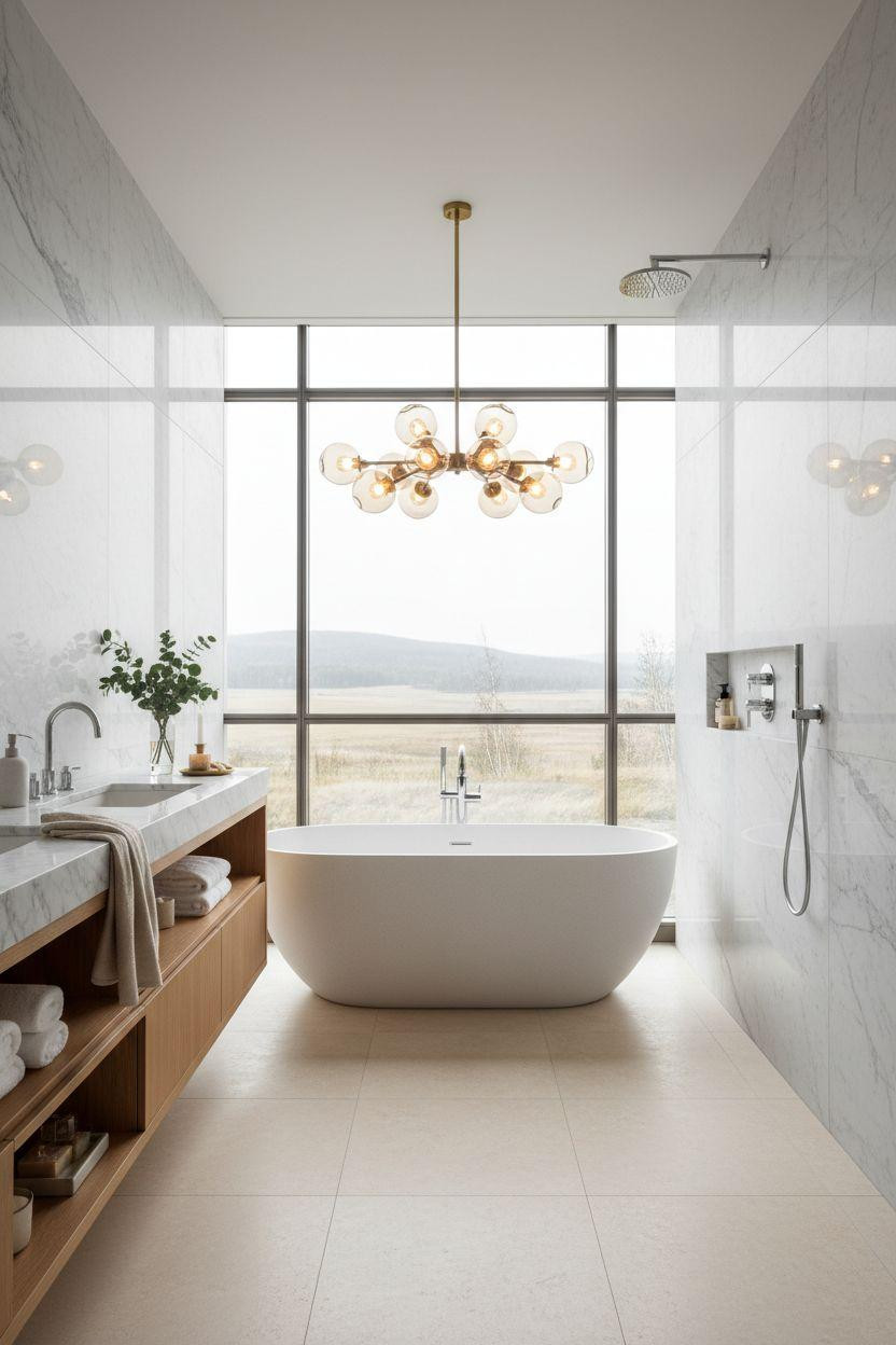 Ensuite Bathroom Ideas - luxury bathroom with dramatic lighting