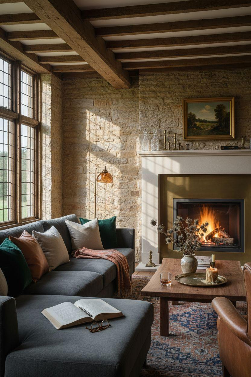 Fireplace Ideas - traditional gas fireplace in restored manor