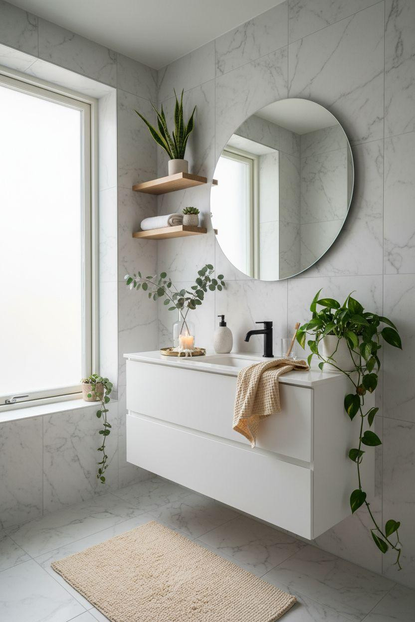 Grey bathroom ideas for small spaces with natural light