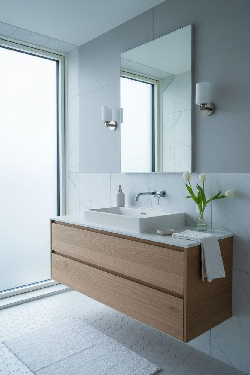 Grey bathroom ideas with timeless chrome fixtures