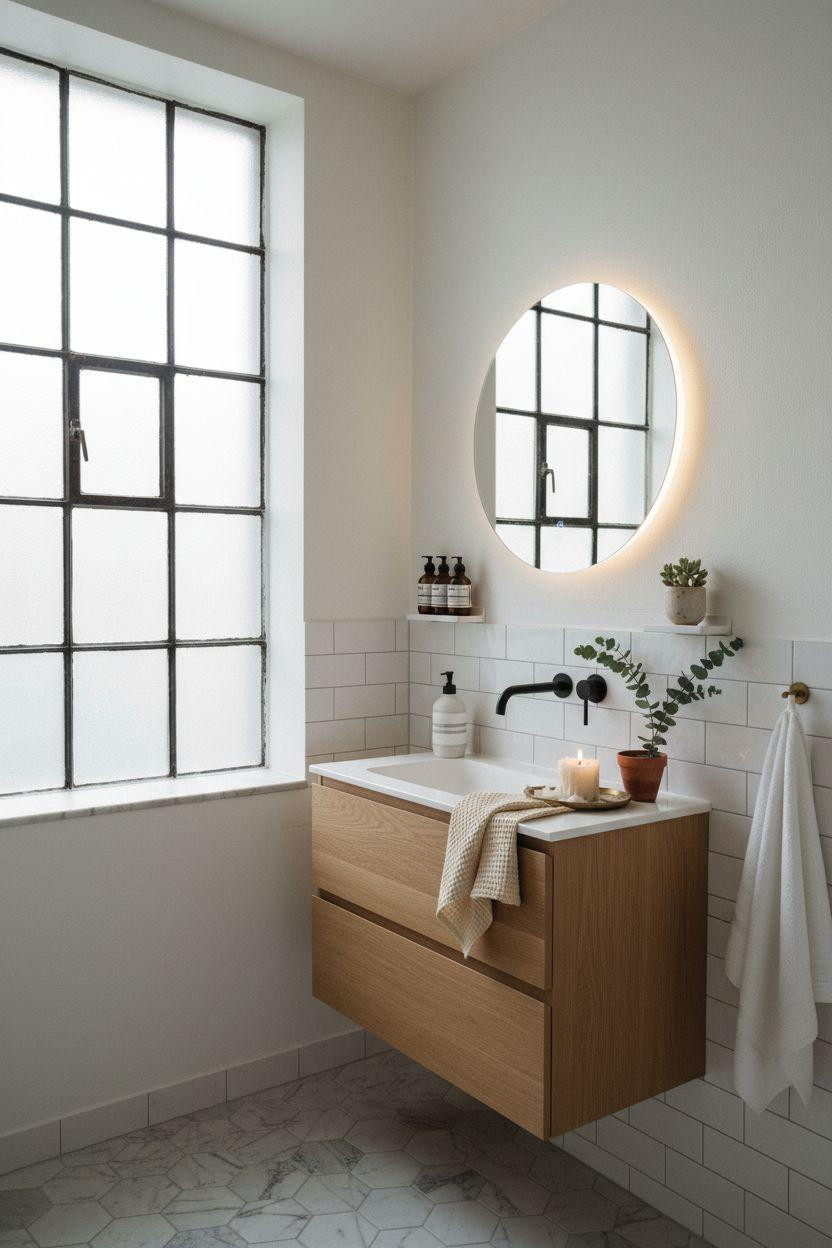 Grey bathroom ideas for tiny spaces with subway tile