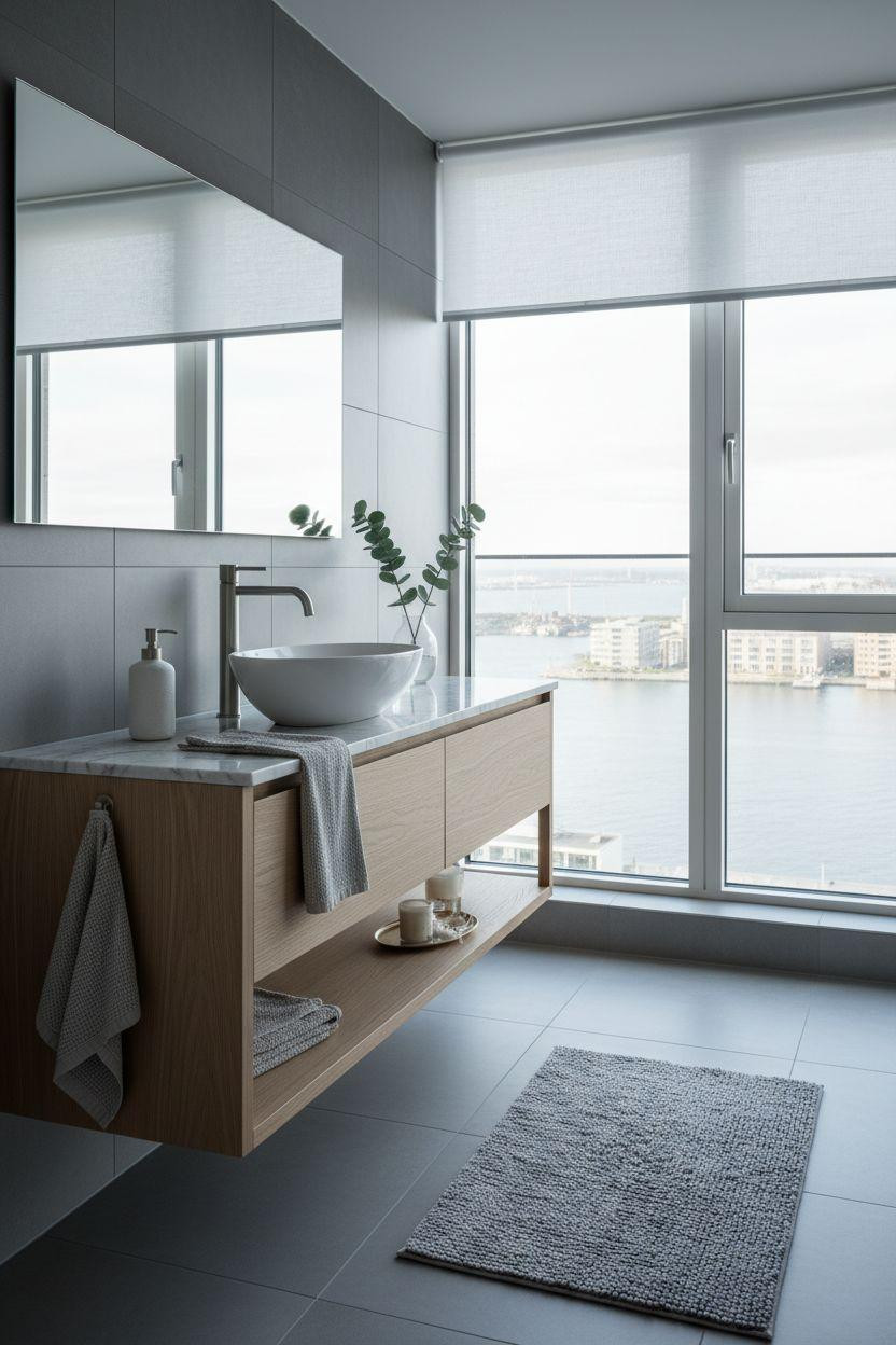 Grey bathroom ideas for renovations with charcoal tiles