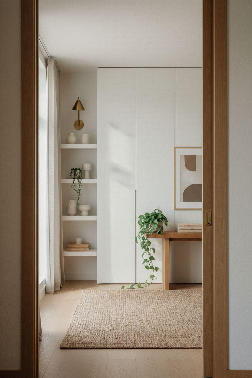 Hidden doors in walls with minimal white design