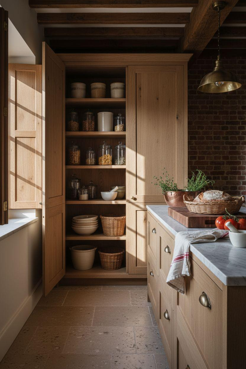 Hidden Pantry - appliance garage with vintage refrigerator
