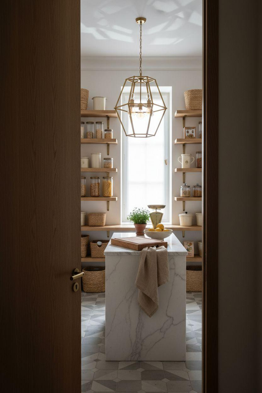 Hidden Pantry - refined European townhouse with geometric lighting
