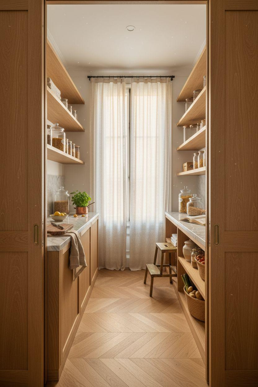 Hidden Pantry - elegant Parisian design with natural light