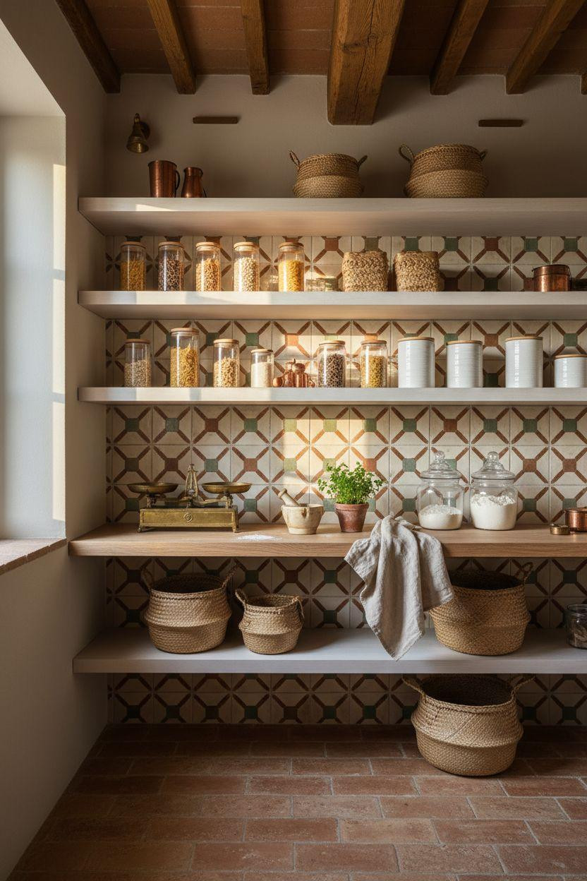 Hidden Pantry - Moroccan inspired tile with modern storage