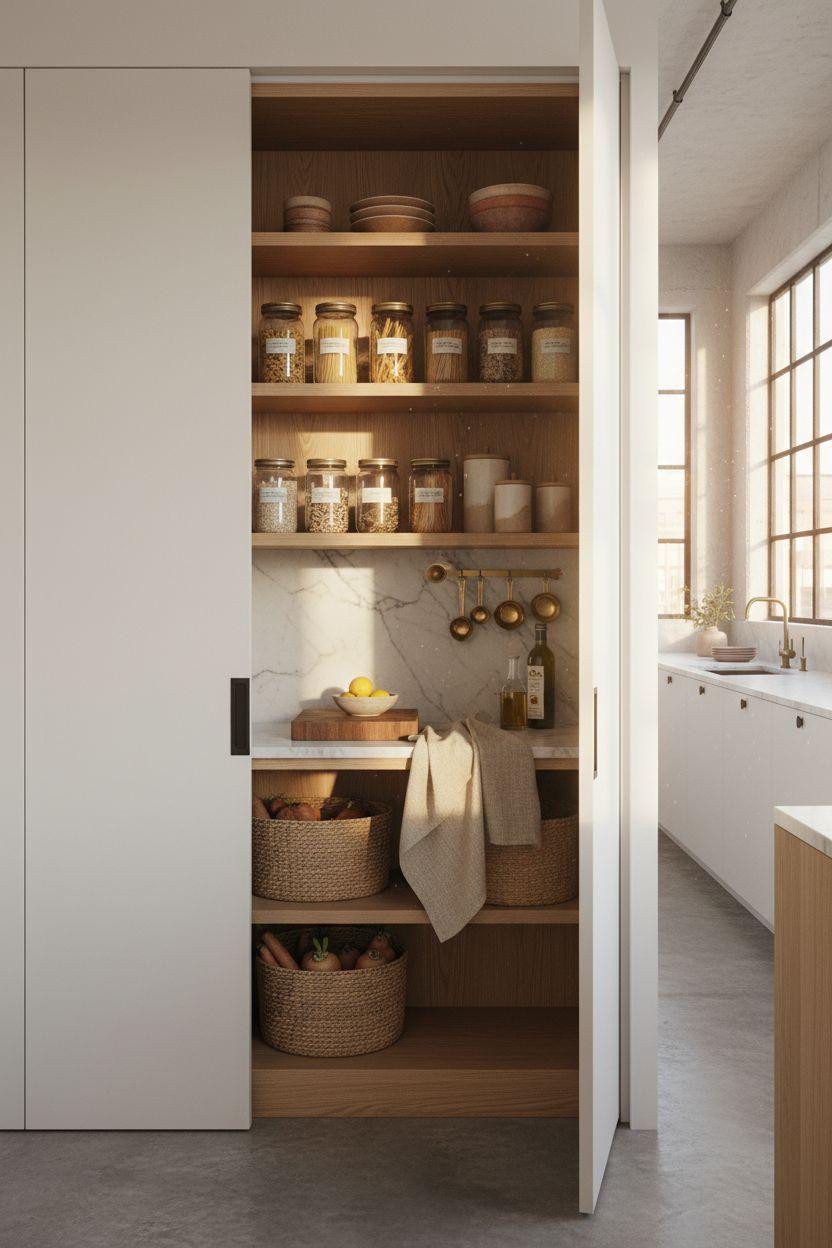 Hidden Pantry - industrial loft conversion with sleek doors