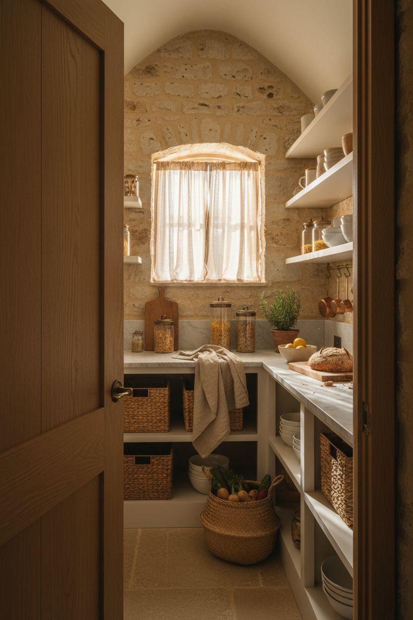 Hidden Pantry - secret entrance in stone manor house