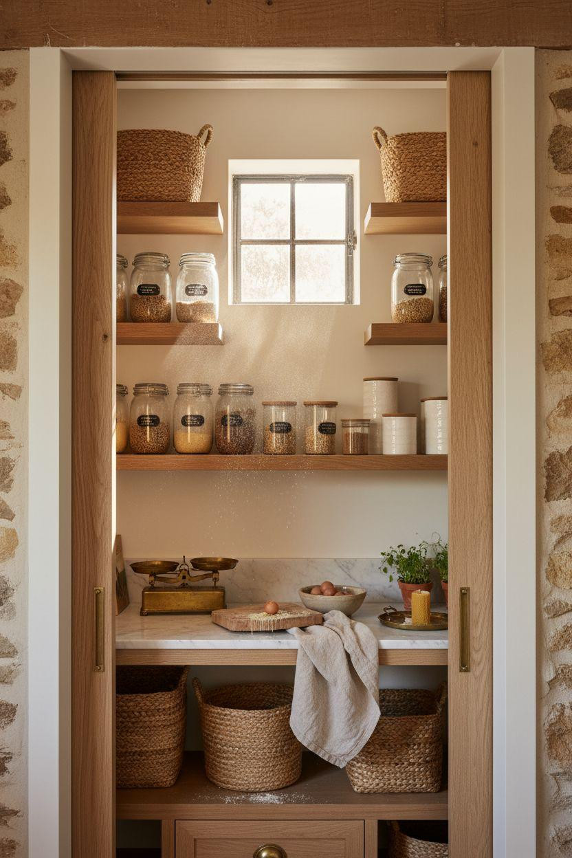 Hidden Pantry - rustic renovation with original stone exposed