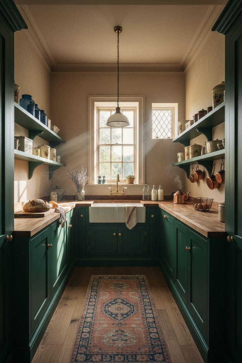 Hidden Pantry - bold English country with painted cabinetry
