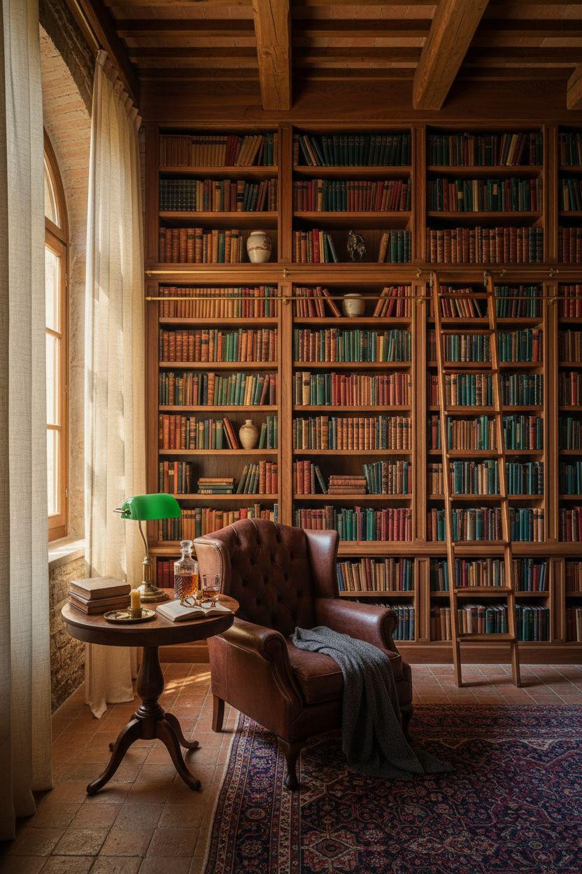 Home Library Rooms Ideas - Mediterranean-inspired reading space