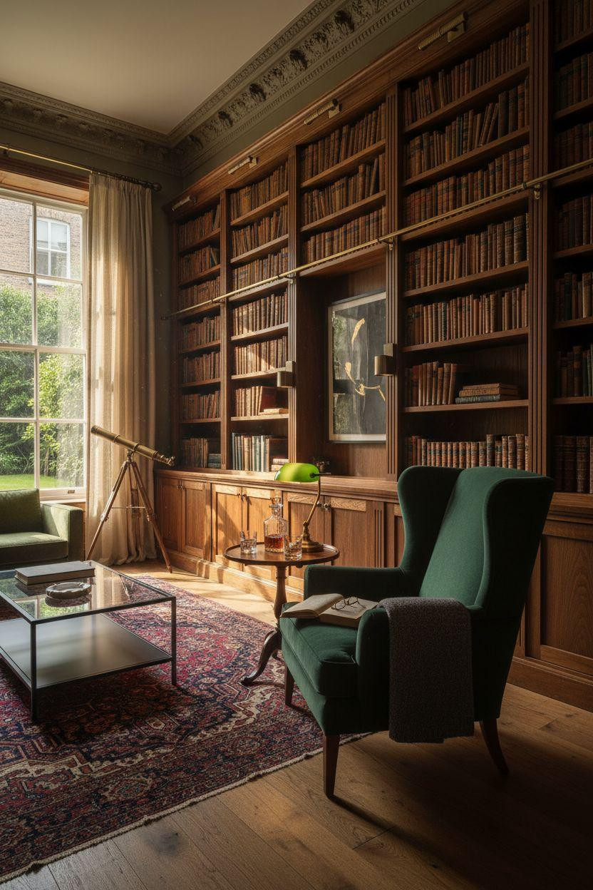 Home Library Rooms Ideas - contemporary meets traditional