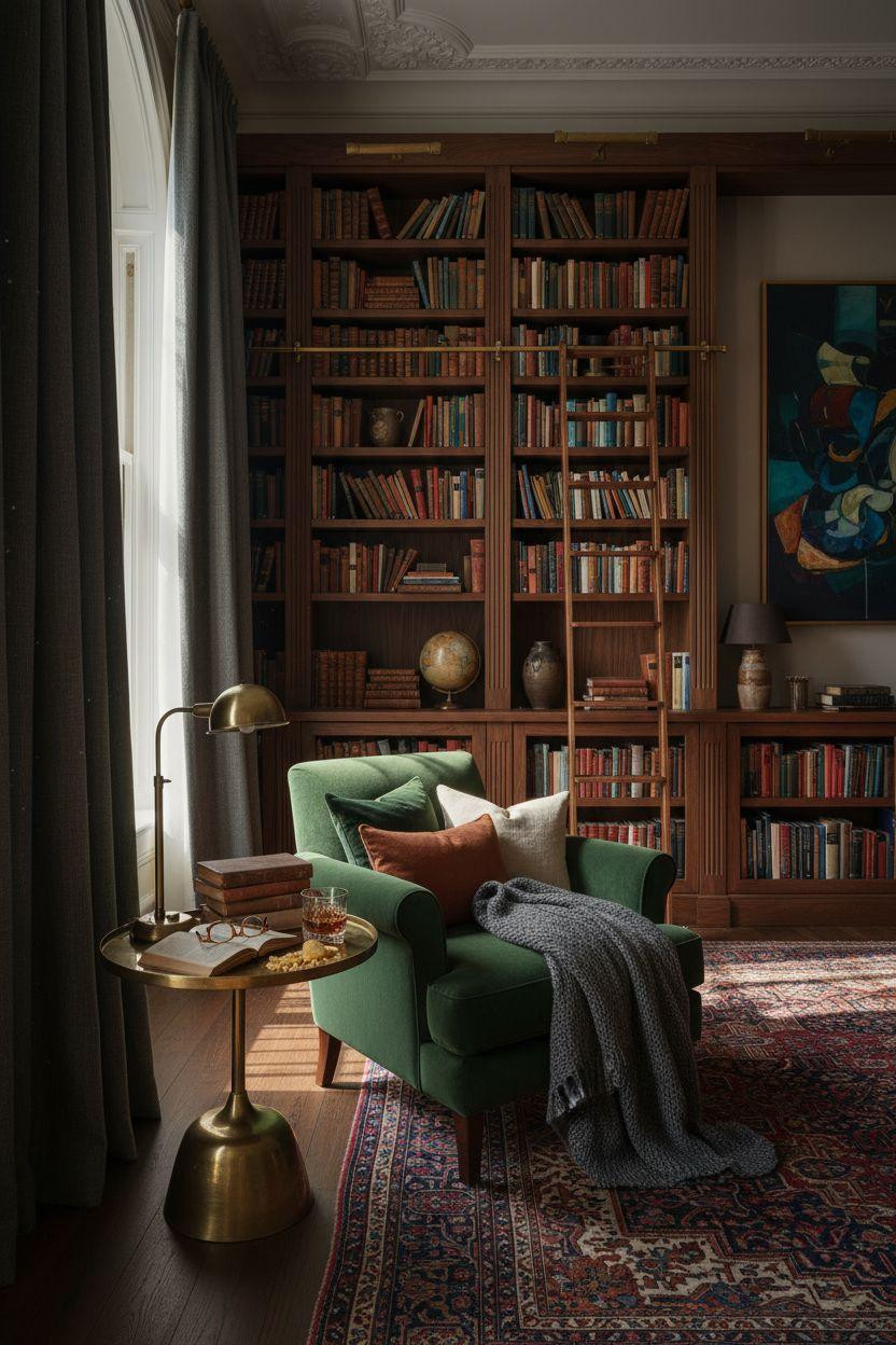 Home Library Rooms Ideas - jewel-tone reading corner