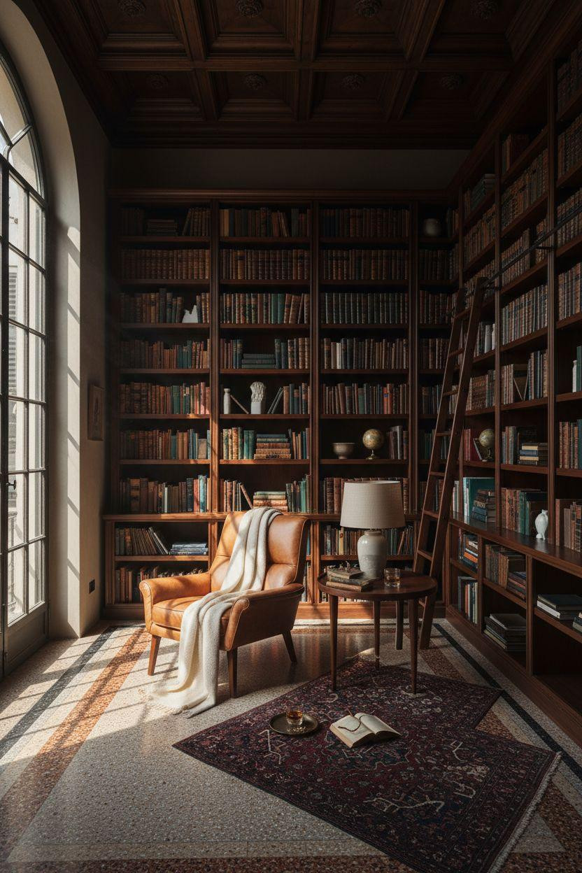 Home Library Rooms Ideas - modern reading chair in traditional space