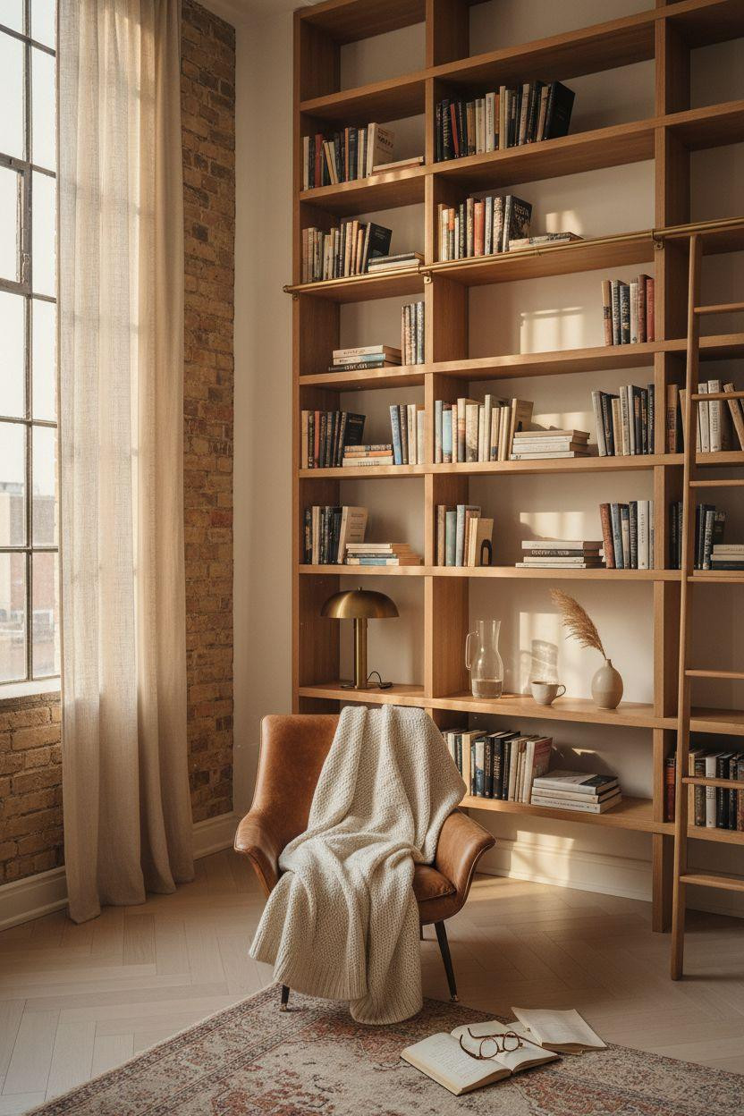 Home Library Rooms Ideas - bright Scandinavian style reading space