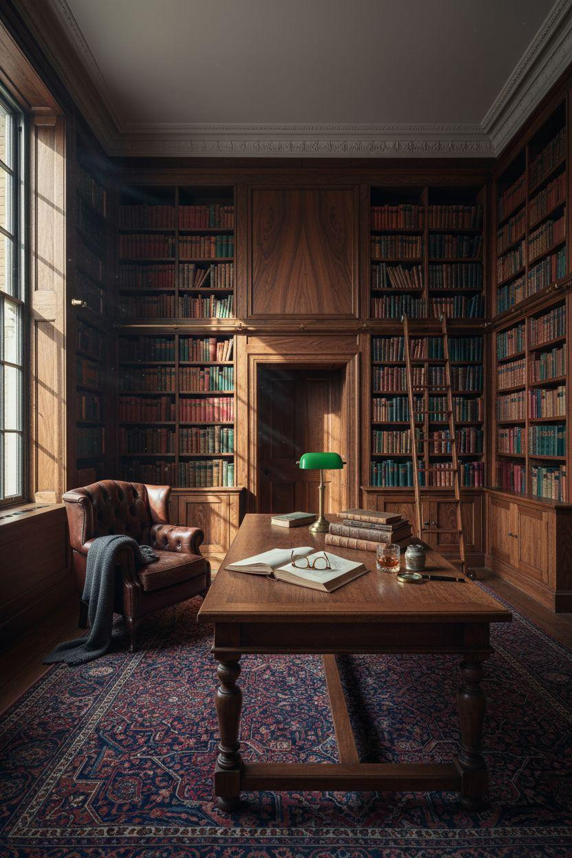 Home Library Rooms Ideas - traditional reading table setup