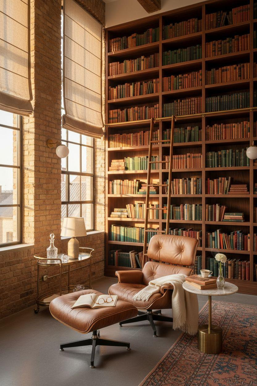 Home Library Rooms Ideas - industrial loft library
