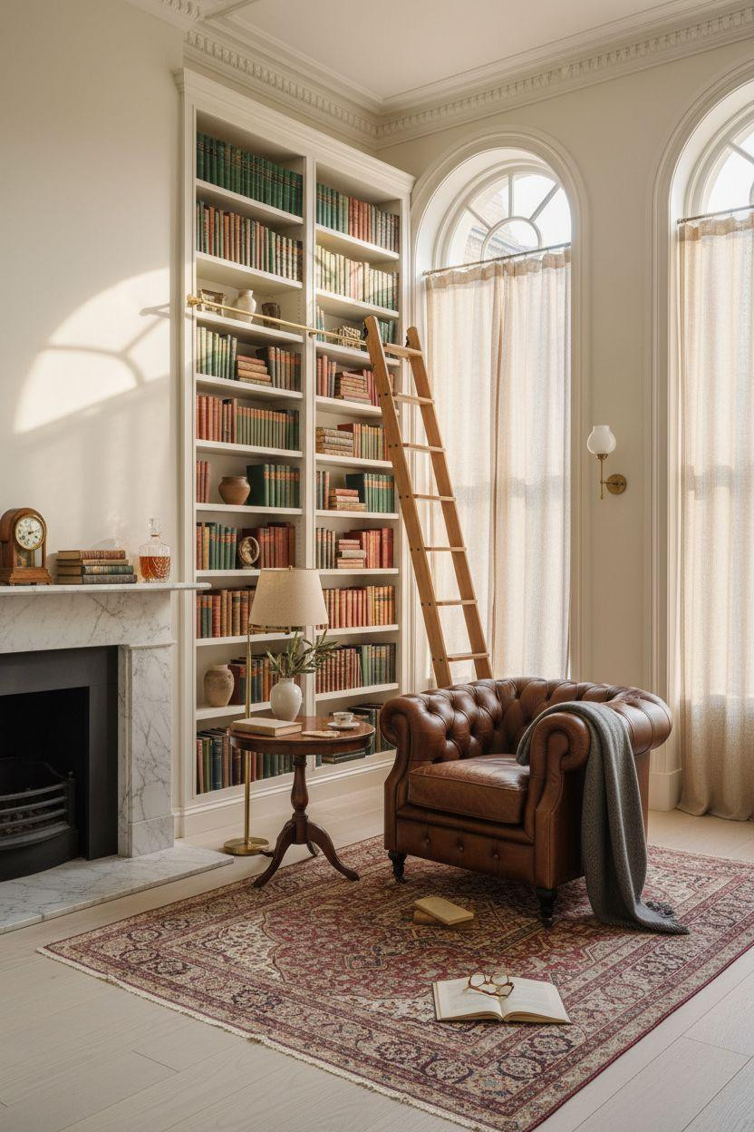 Home Library Rooms Ideas - elegant library with architectural details