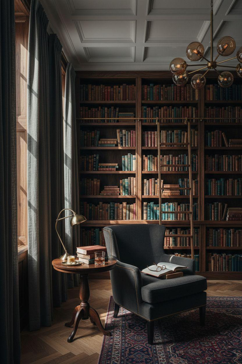 Home Library Rooms Ideas - sophisticated townhouse library