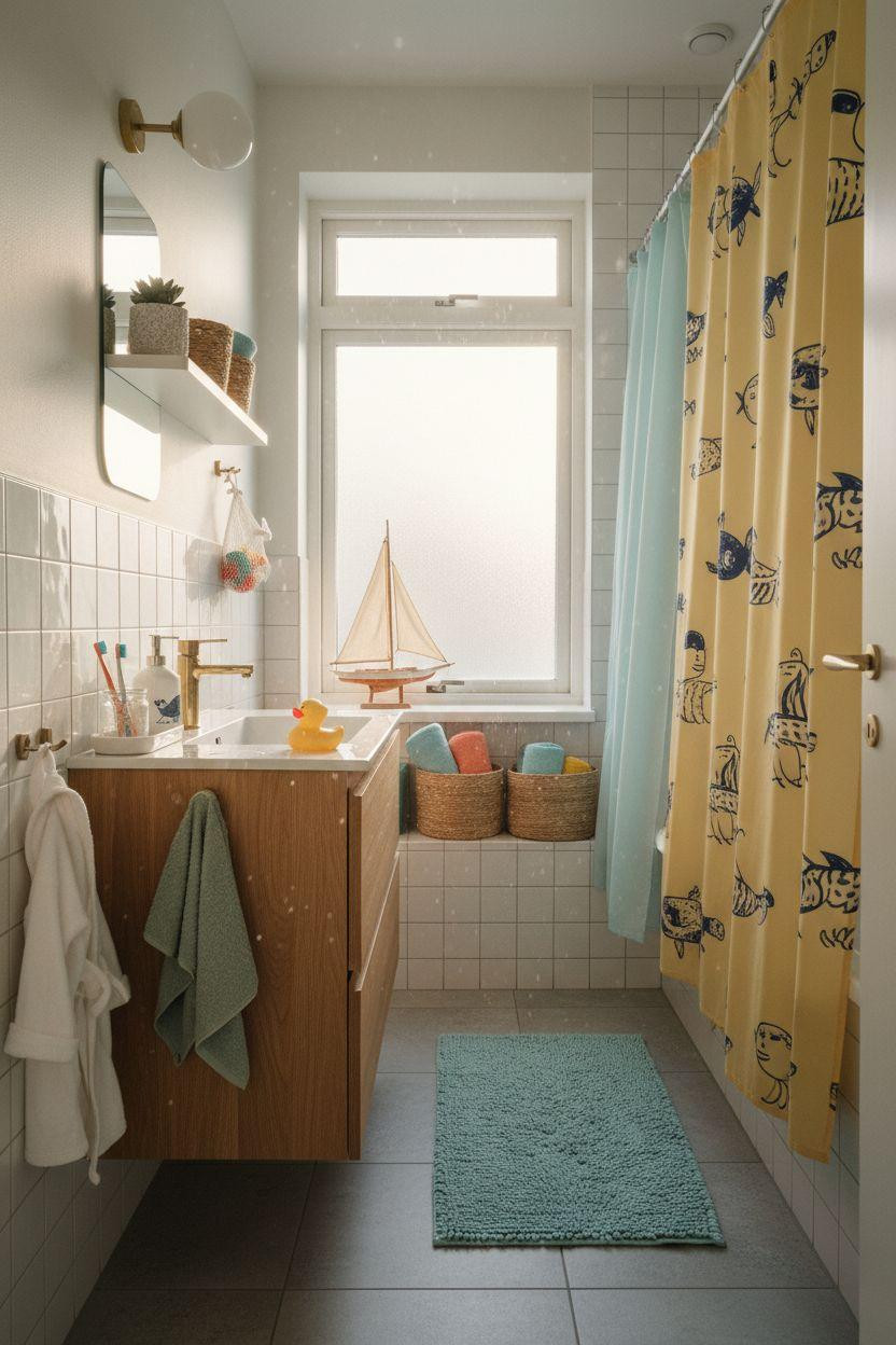 Kids bathroom ideas with colorful accents and playful decor