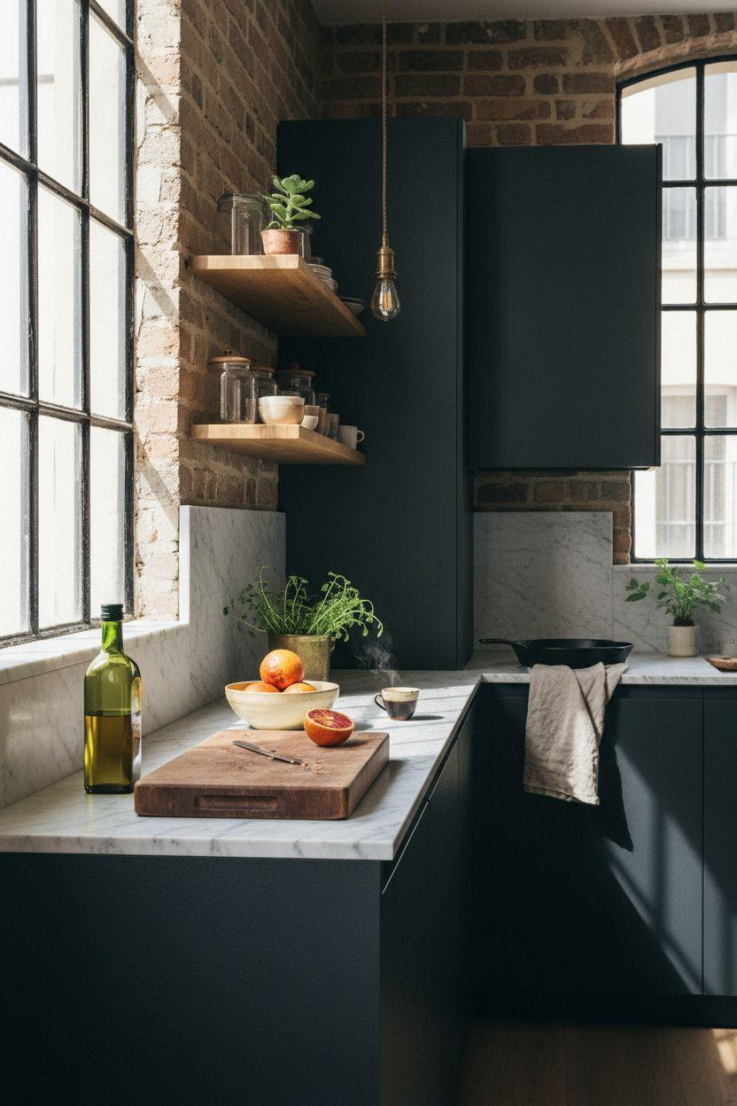 kitchen ideas for small spaces - dark moody palette