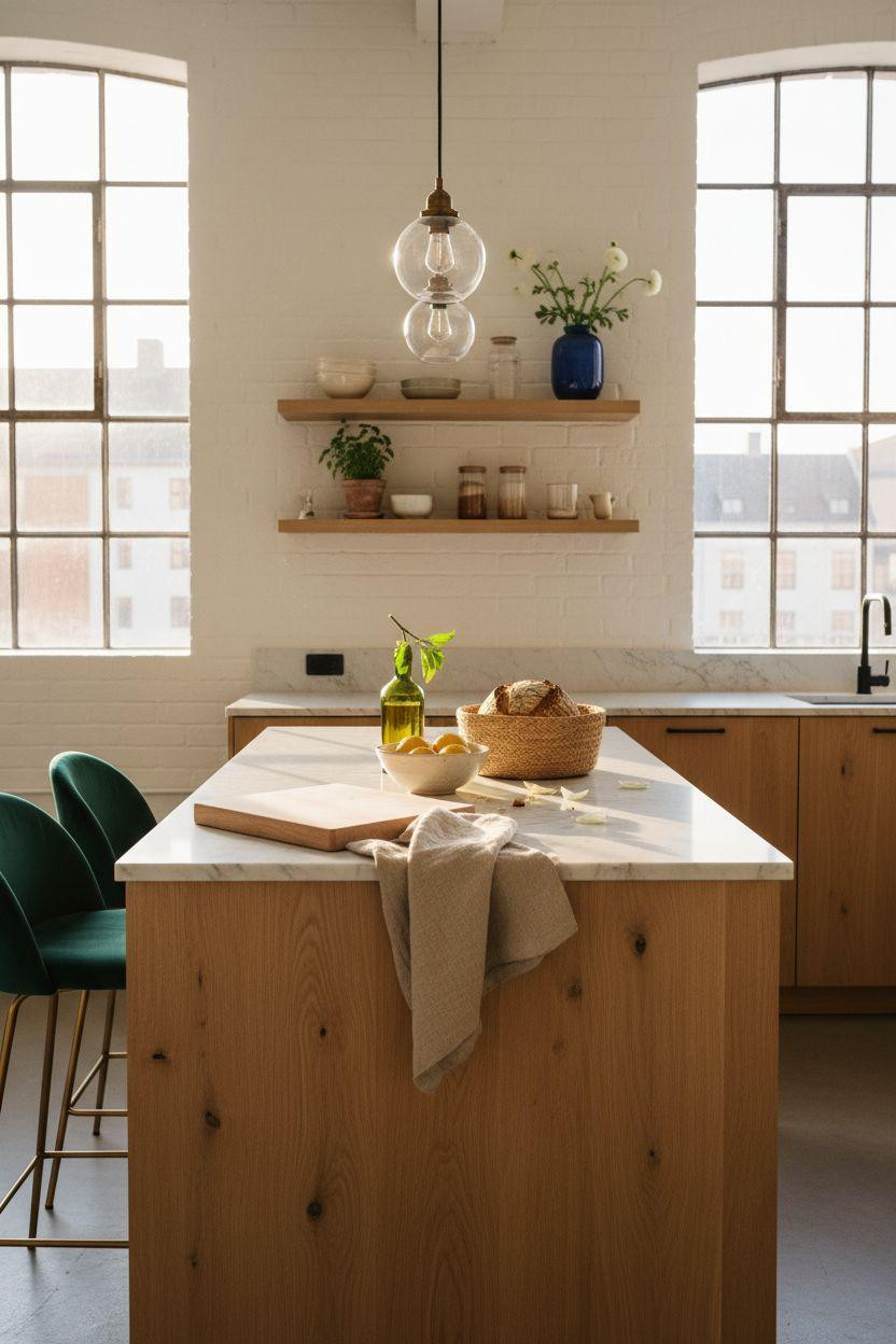 kitchen ideas for small spaces - colorful stools and accessories