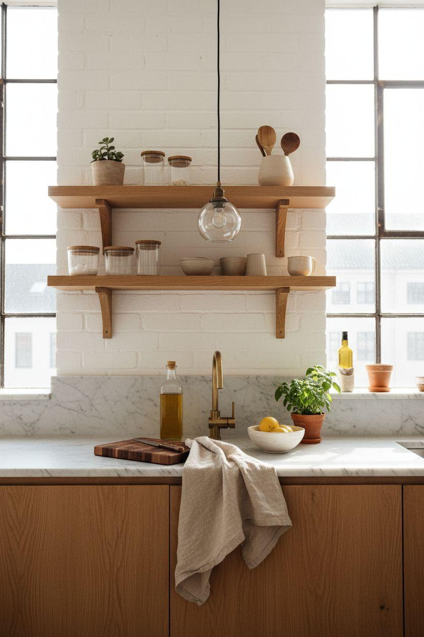 kitchen ideas for small spaces - natural fiber lighting