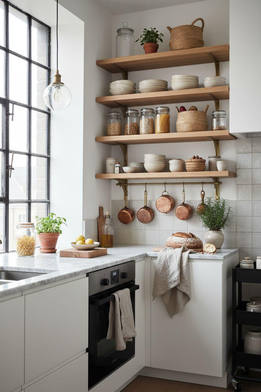 Kitchen Storage Ideas - handleless oak cabinets