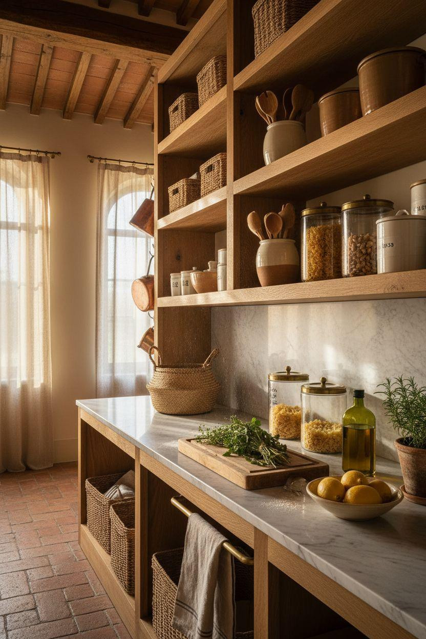 Kitchen Storage Ideas - Tuscan farmhouse organization