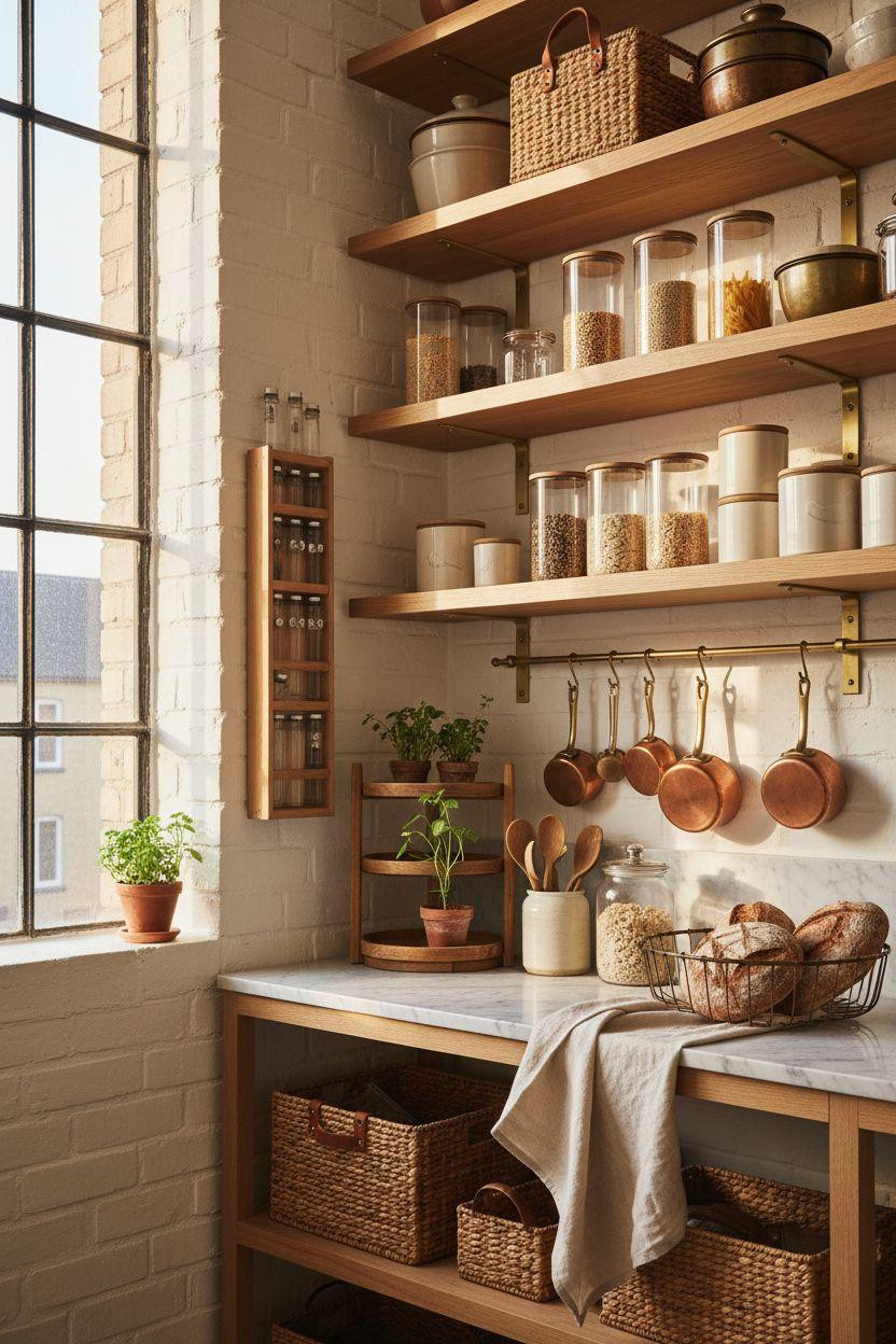 Kitchen Storage Ideas - jute basket organization