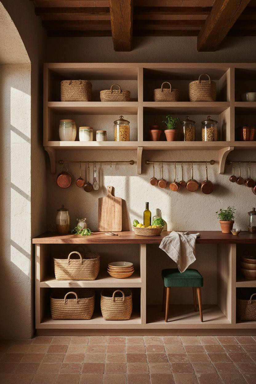Kitchen Storage Ideas - Tuscan copper and walnut