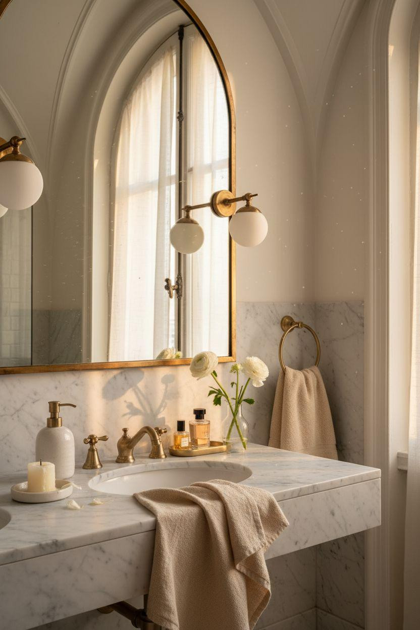 Bathroom Mirror - Parisian bathroom mirror design with refined elegance