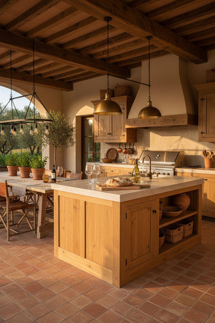 Outdoor Kitchen Ideas - large Tuscan entertaining space