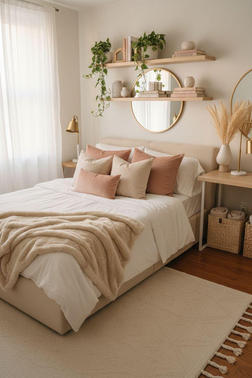 Luxury Dorm Room with layered textiles