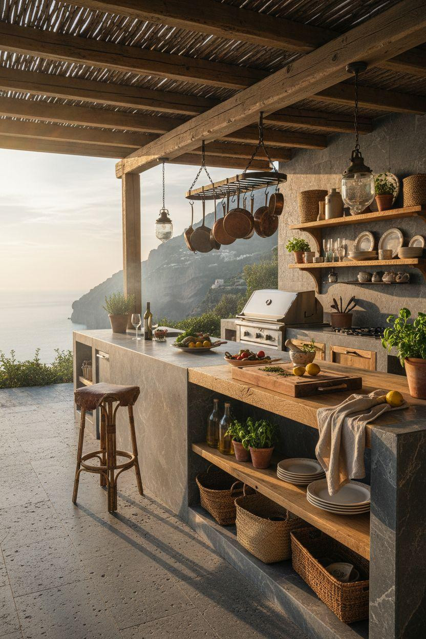 Outdoor Kitchen Ideas - upscale coastal cooking space