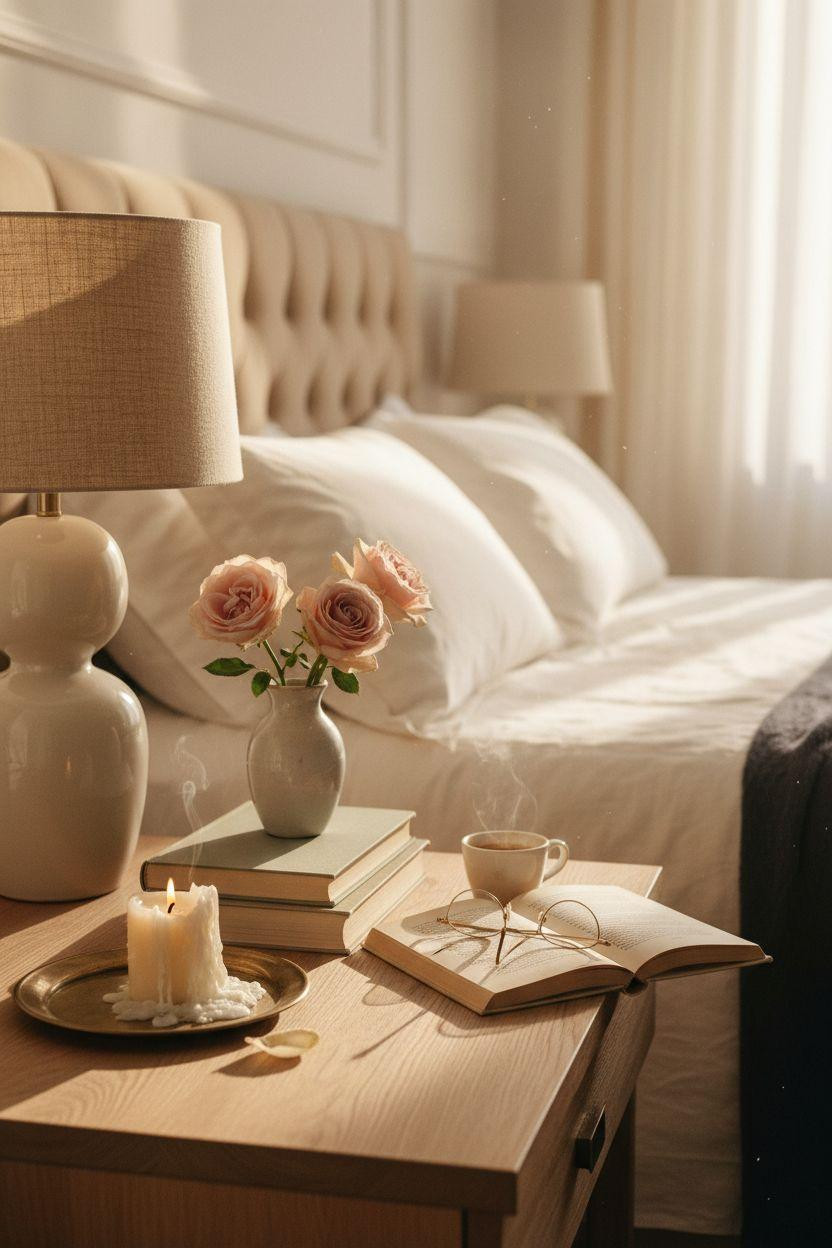 Master Bedrooms Ideas For Couples - nightstand styling detail