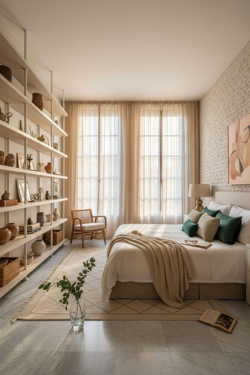 Master Bedrooms Ideas For Couples - open shelving display