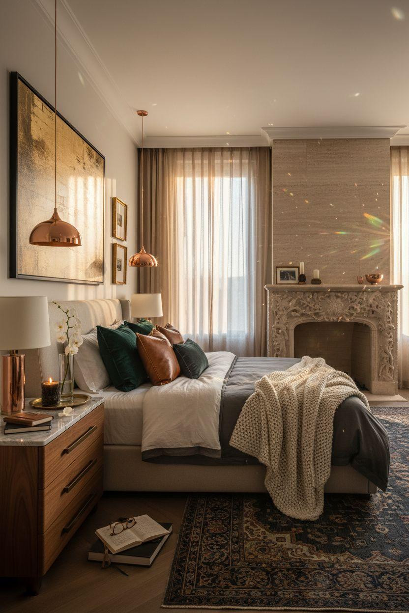 Master Bedrooms Ideas For Couples - jewel tone metallic bedroom