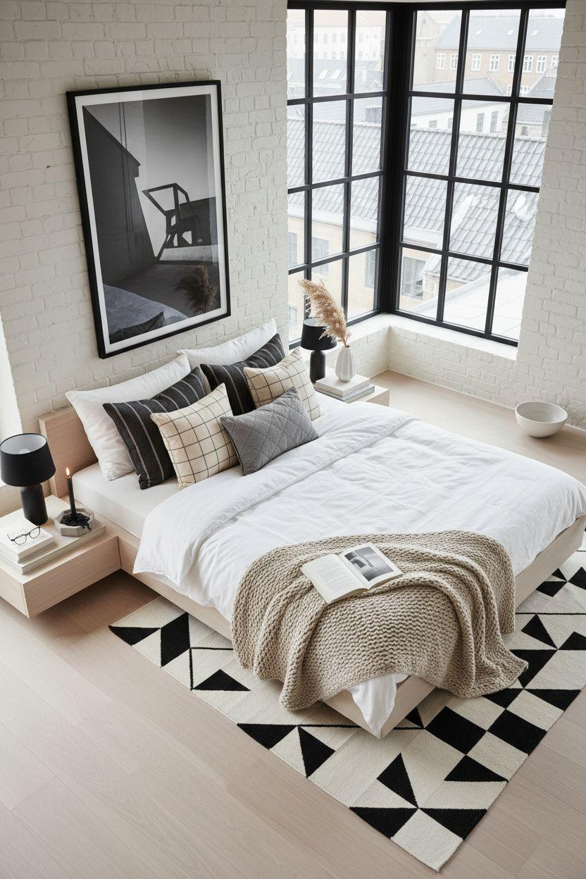 Master bedrooms decor modern - minimalist geometric bedroom